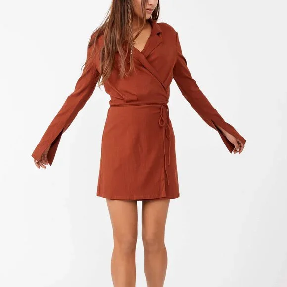 Helena Wrap Dress, Free People, Size Small, Terra Cotta